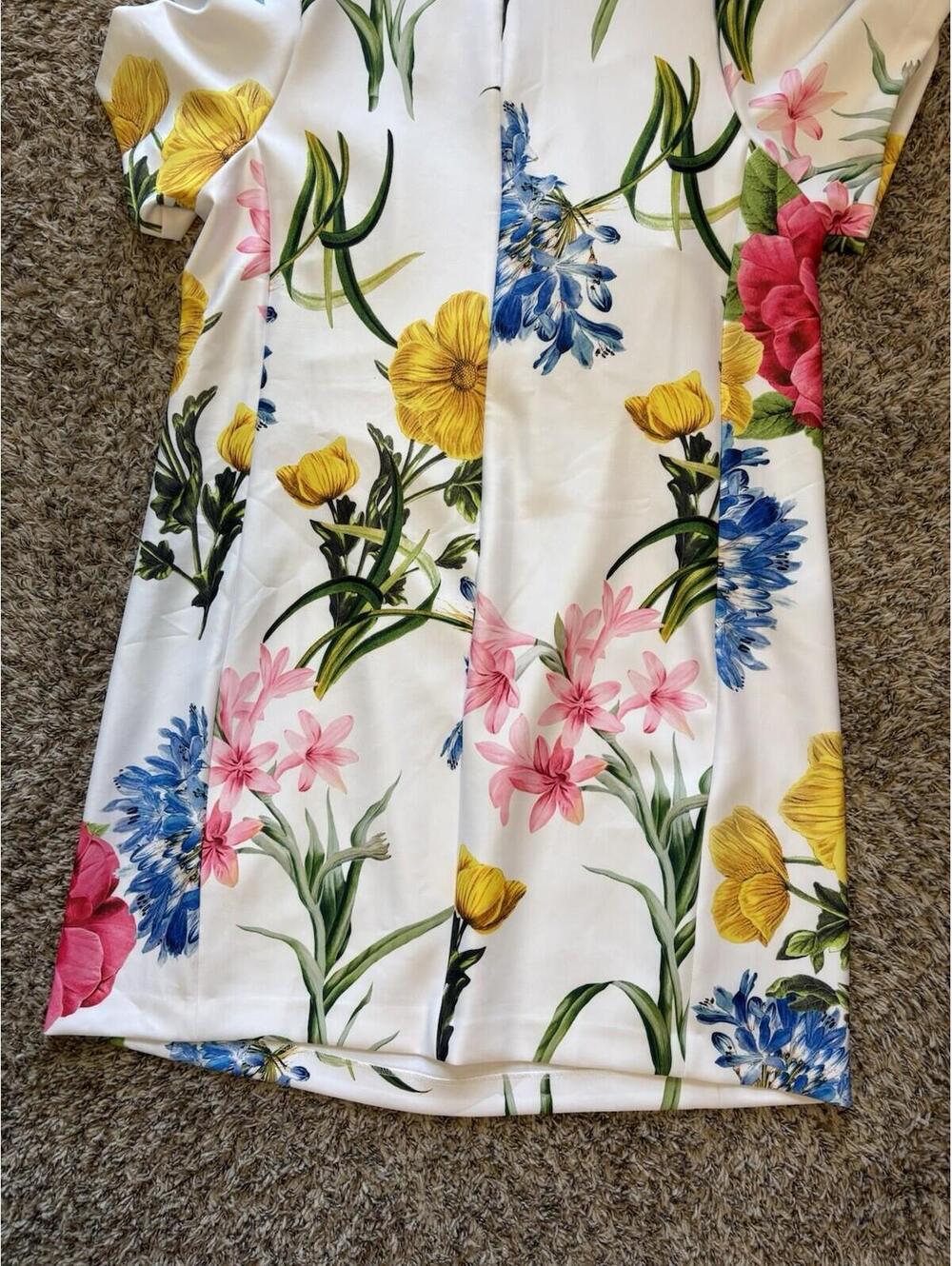 Karl Lagerfeld Paris Floral White Colorful Dress Knee Length Women's Size 20W - Picture 8 of 10
